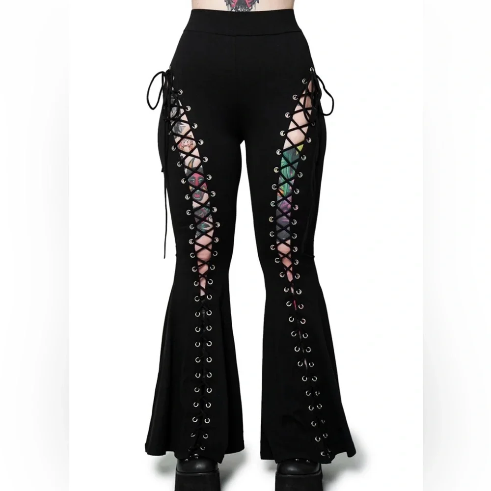 Forest Ink ๐ค Alice ๐ Lace Up Flare Pants ๐ค NWOT - Picture 1 of 7